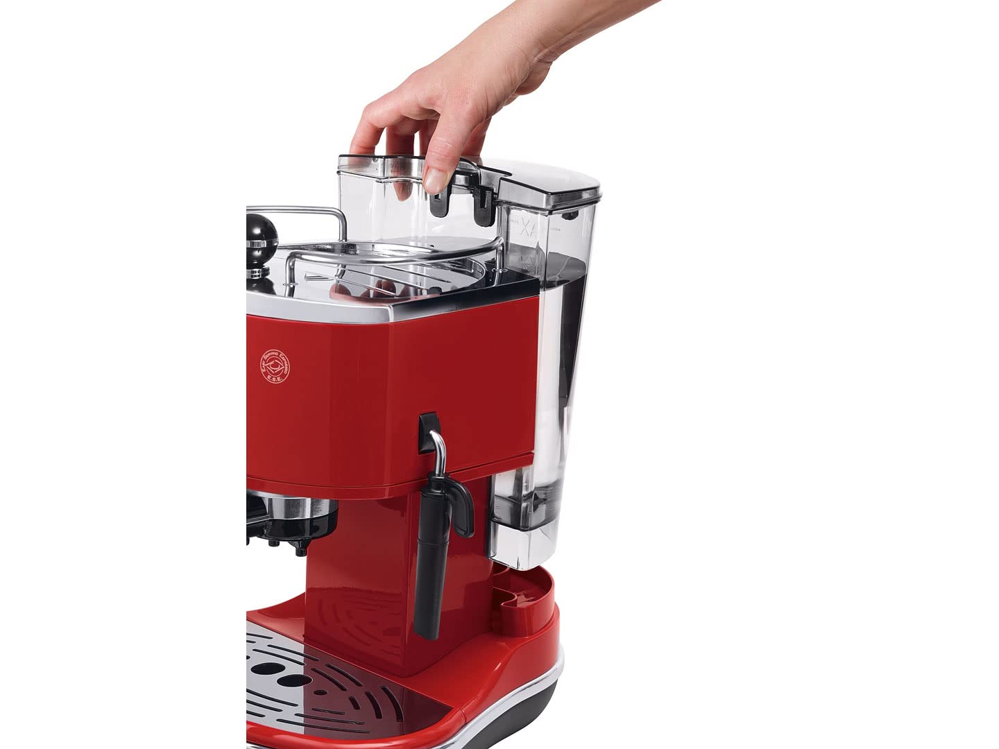 NuvoCafe Icona Macchina da Caffè Espresso Manuale, Caffè in Polvere o in Cialde, Rouge