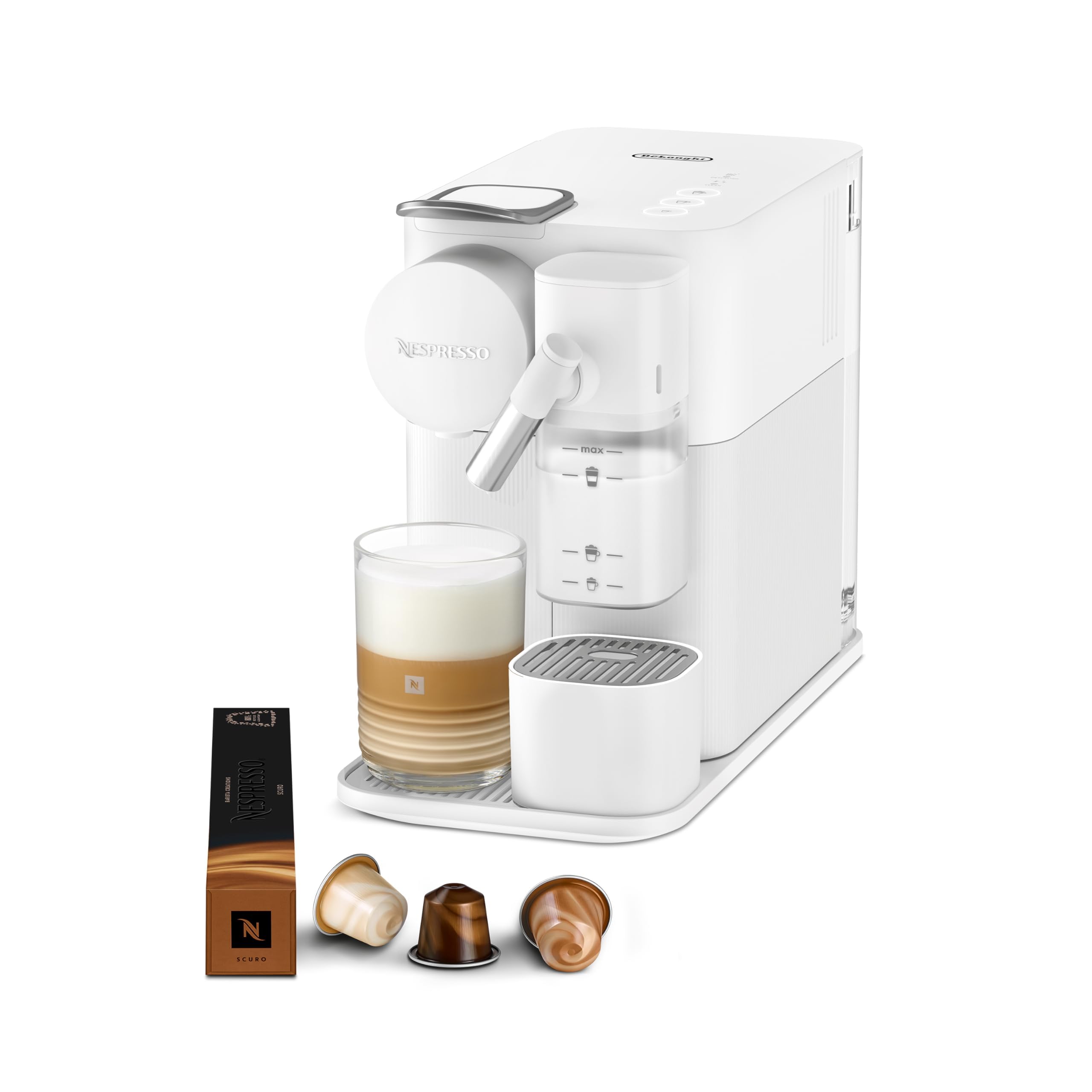 NuvoCafe Machine à café Lattissima One Blanche, 19 Bars + Kit de Bienvenue, Blanc