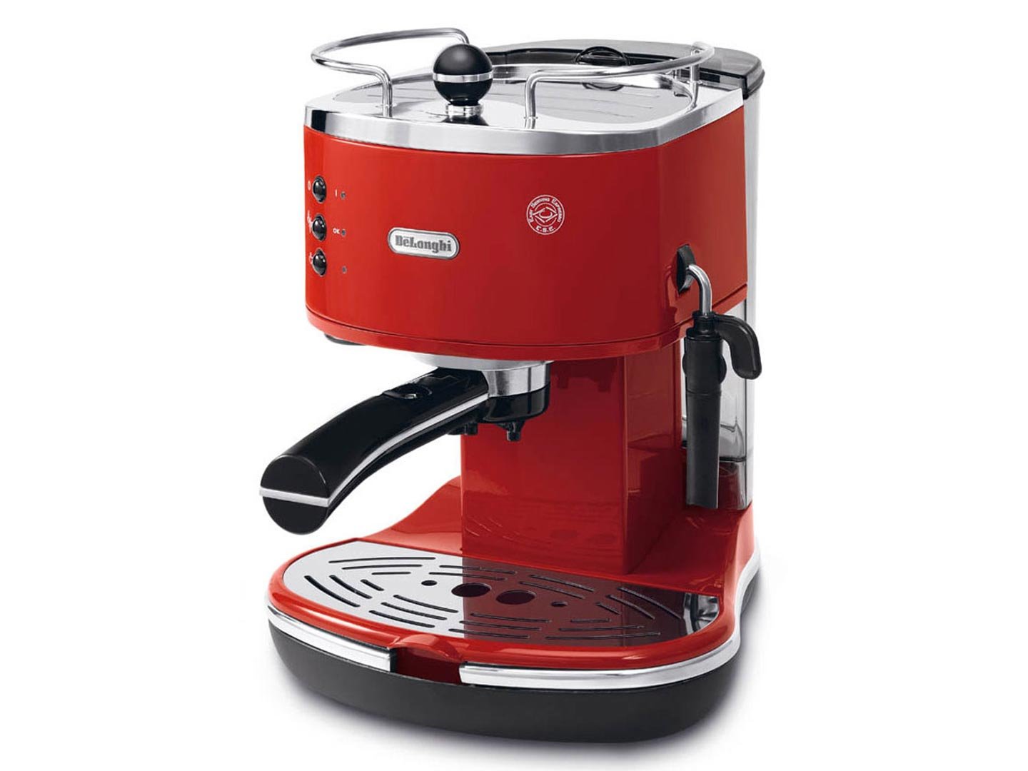 NuvoCafe Icona Macchina da Caffè Espresso Manuale, Caffè in Polvere o in Cialde, Rouge