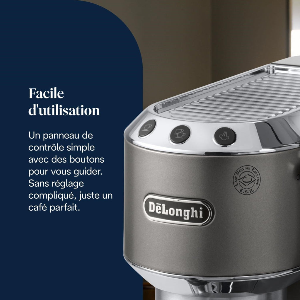 NuvoCafe Dedica Style-Perfetto Machine à Expresso Compacte, Titane