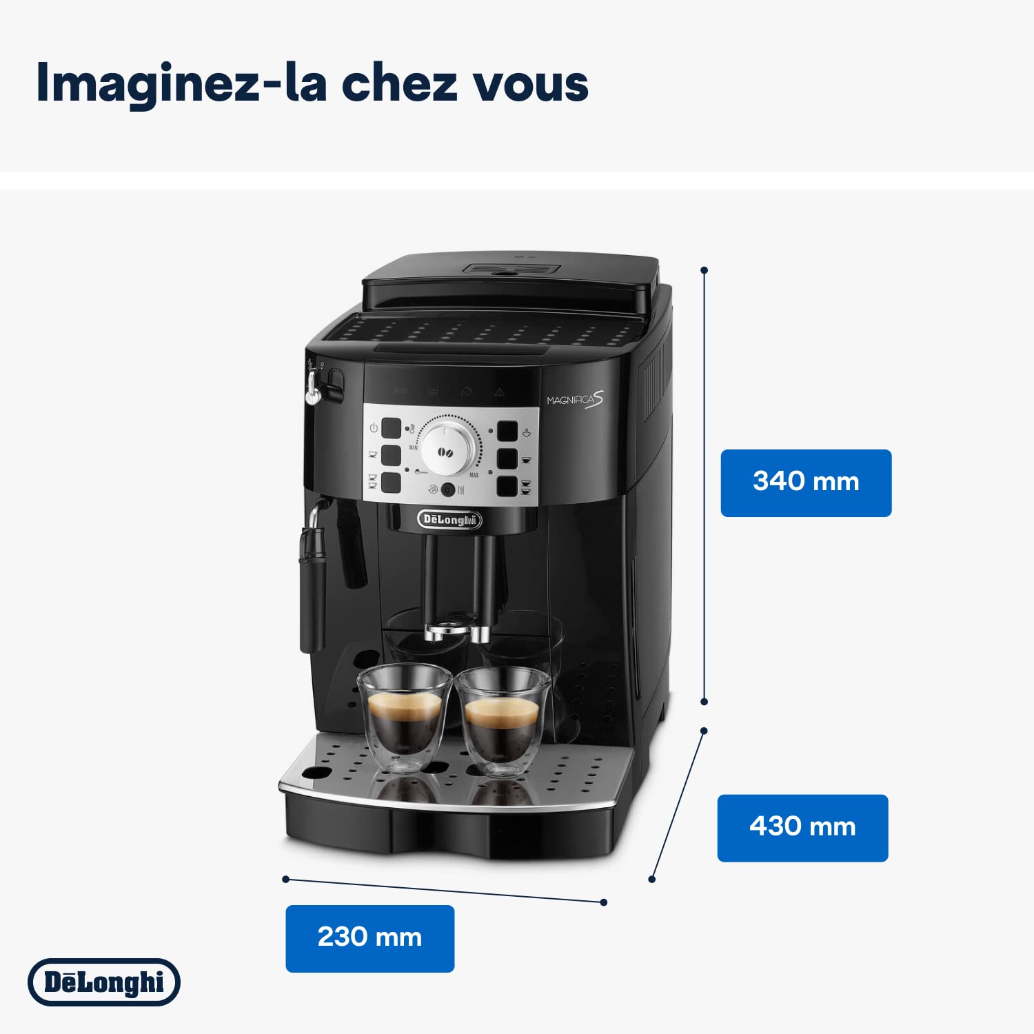 NuvoCafe Magnifica S - Perfetto Machine à Café Automatique avec Mousseur à Lait Manuel, Noir