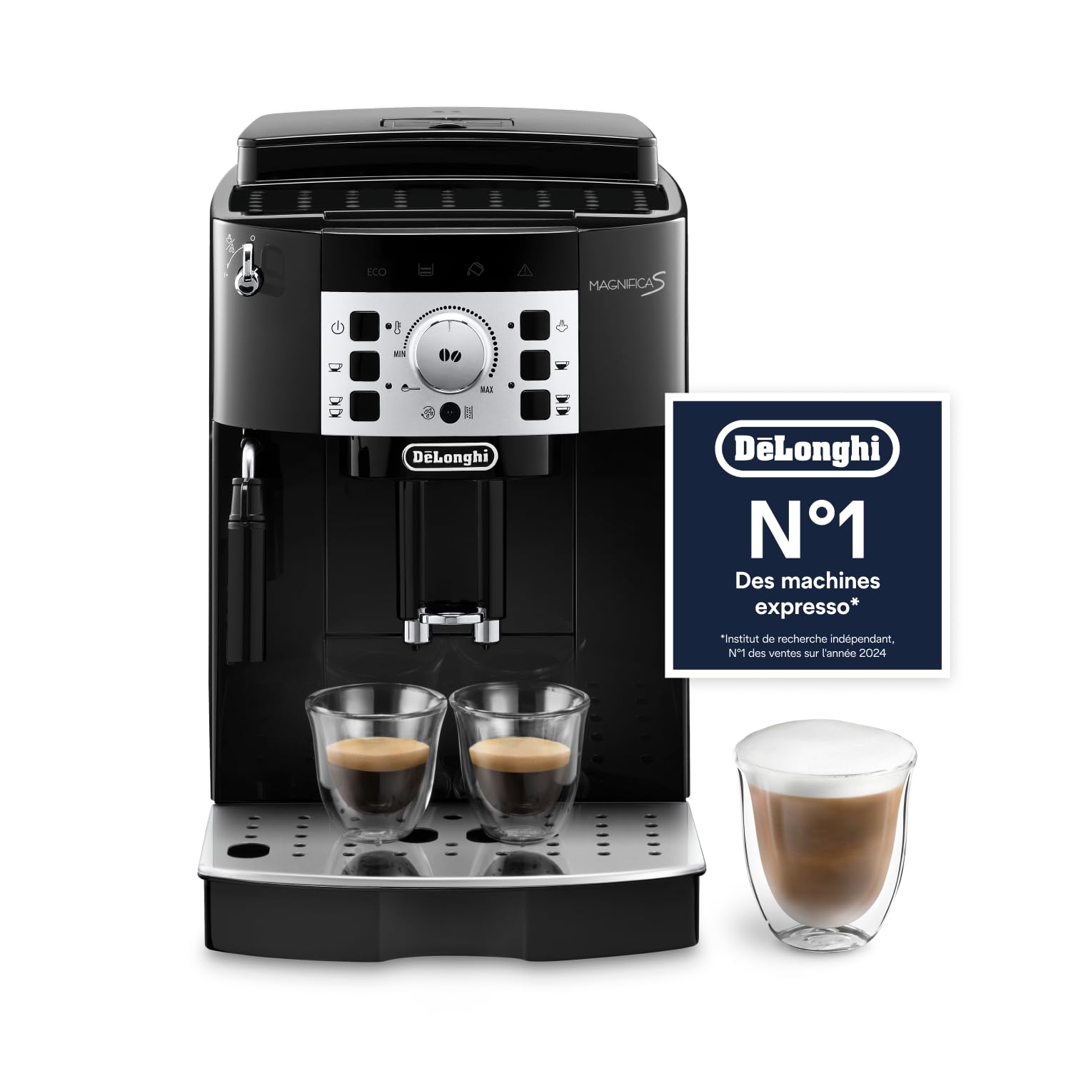 NuvoCafe Magnifica S - Perfetto Machine à Café Automatique avec Mousseur à Lait Manuel, Noir