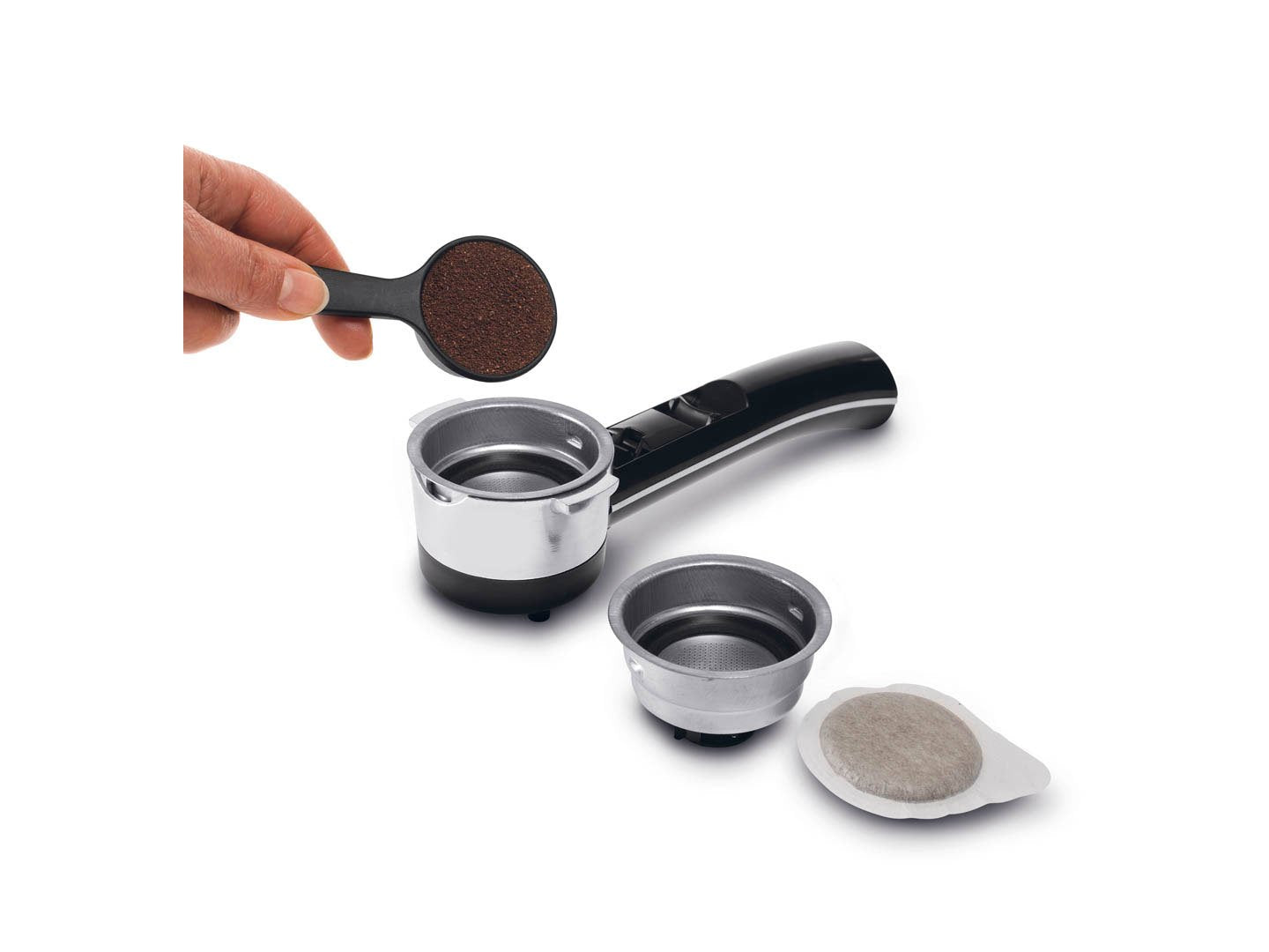 NuvoCafe Icona Macchina da Caffè Espresso Manuale, Caffè in Polvere o in Cialde, Rouge