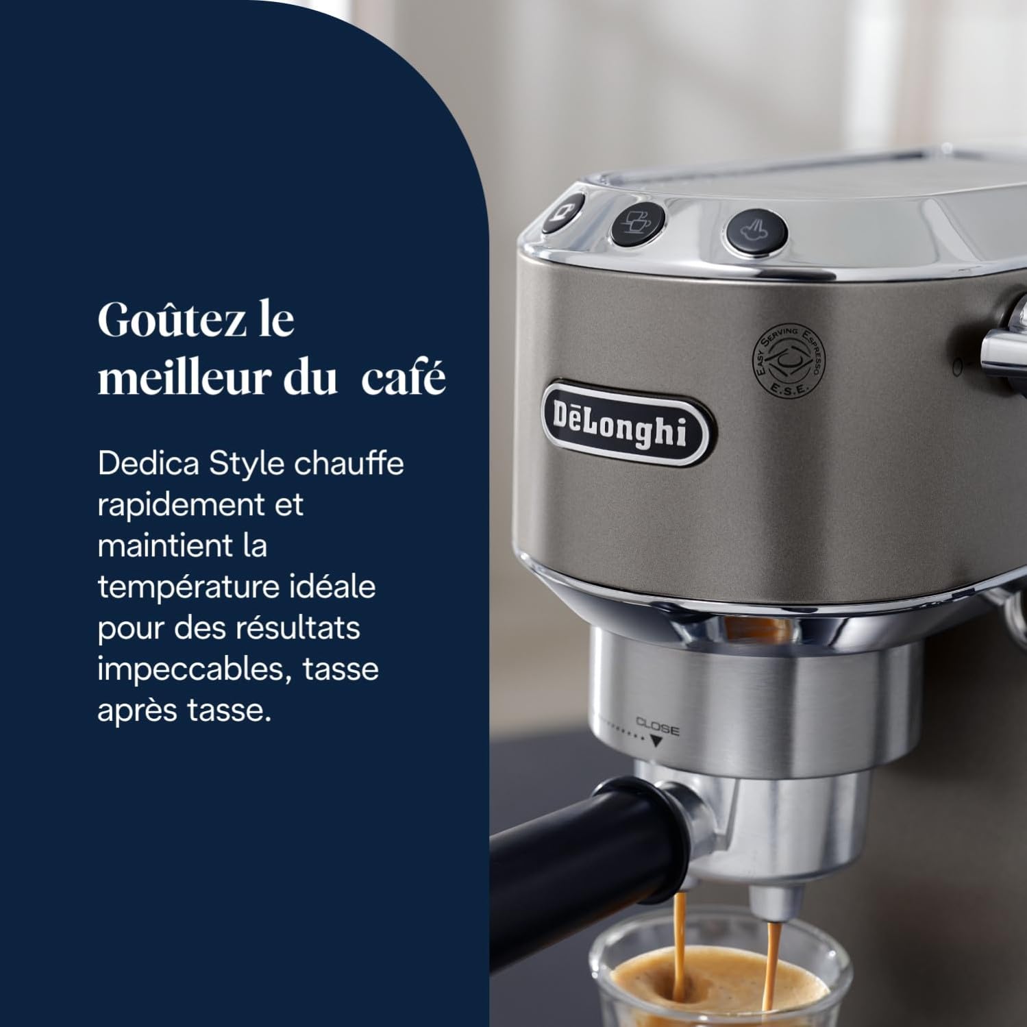 NuvoCafe Dedica Style-Perfetto Machine à Expresso Compacte, Titane