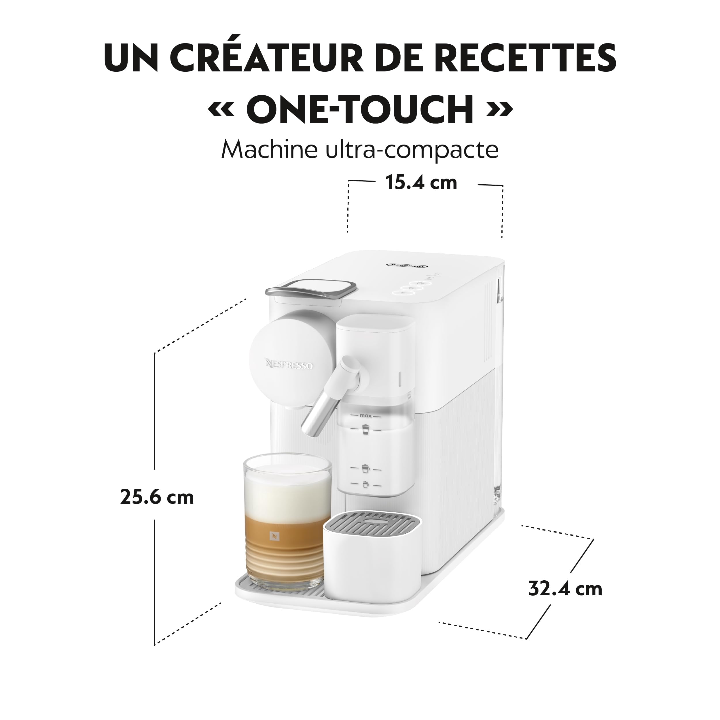 NuvoCafe Machine à café Lattissima One Blanche, 19 Bars + Kit de Bienvenue, Blanc