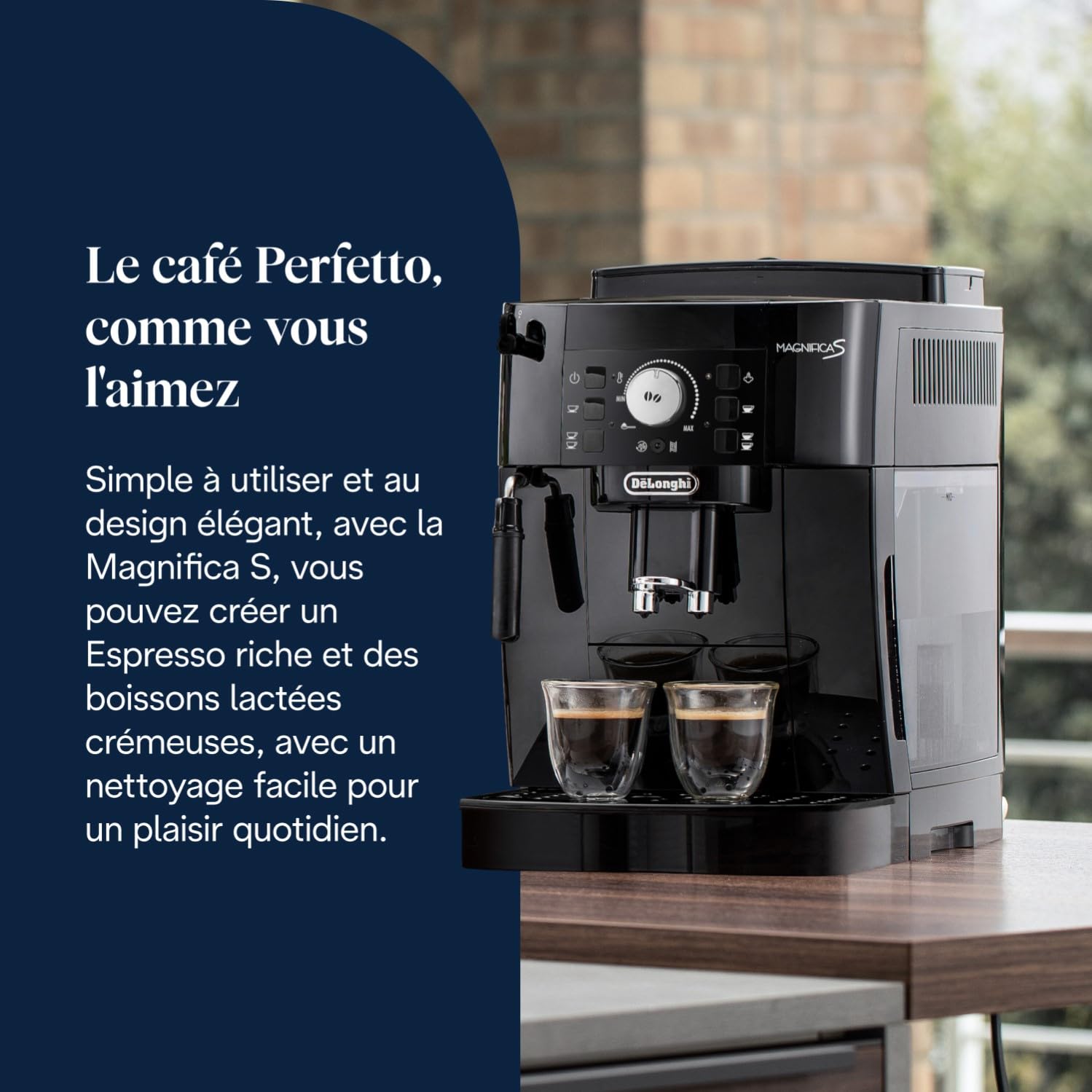 NuvoCafe Magnifica S - Perfetto Machine à Café Automatique avec Mousseur à Lait Manuel, Noir