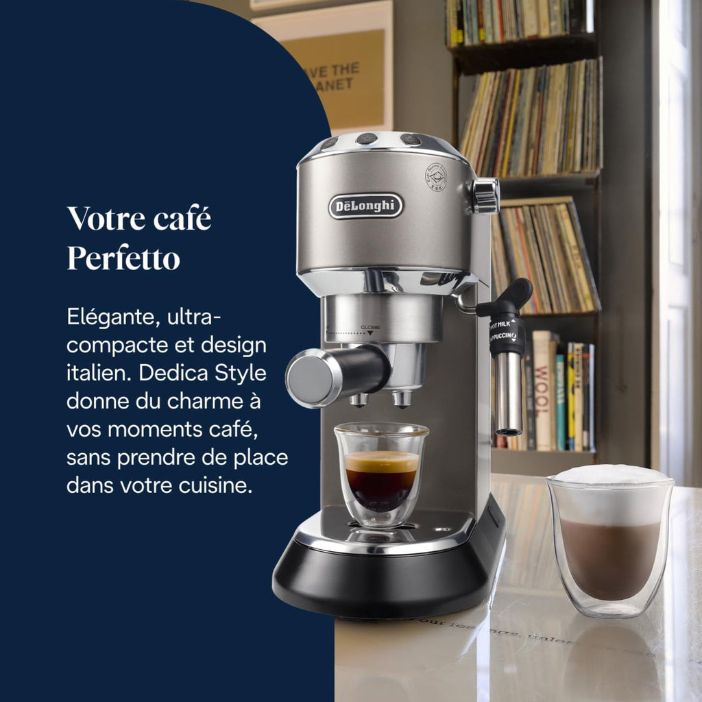 NuvoCafe Dedica Style-Perfetto Machine à Expresso Compacte, Titane