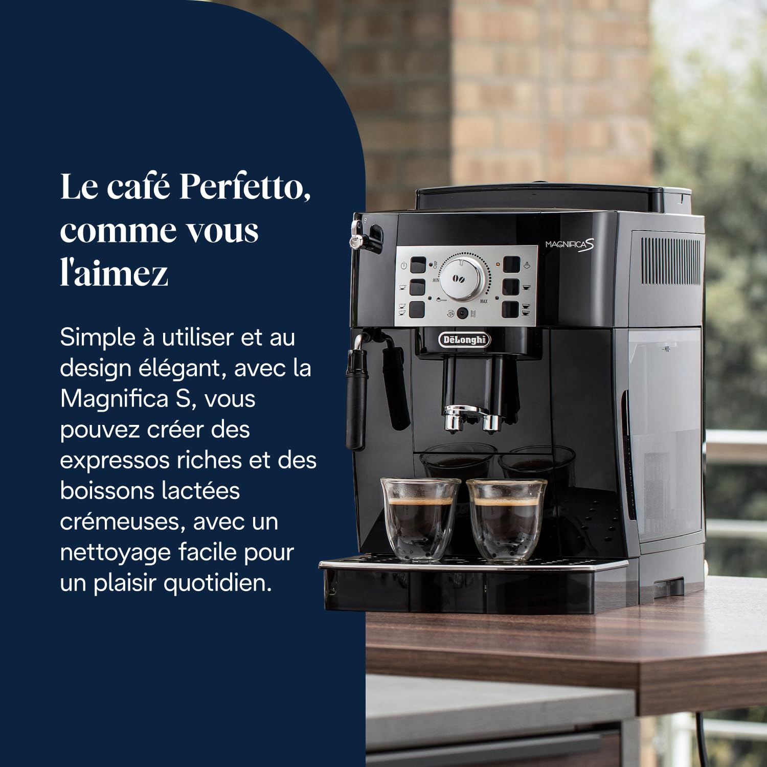 NuvoCafe Magnifica S - Perfetto Machine à Café Automatique avec Mousseur à Lait Manuel, Noir