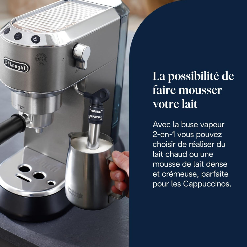 NuvoCafe Dedica Style-Perfetto Machine à Expresso Compacte, Titane