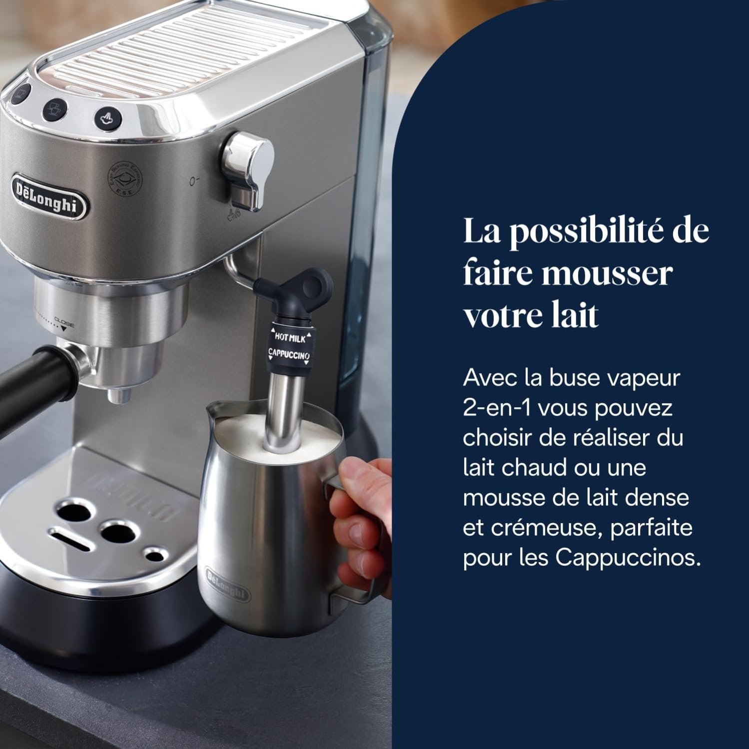 NuvoCafe Dedica Style-Perfetto Machine à Expresso Compacte, Titane
