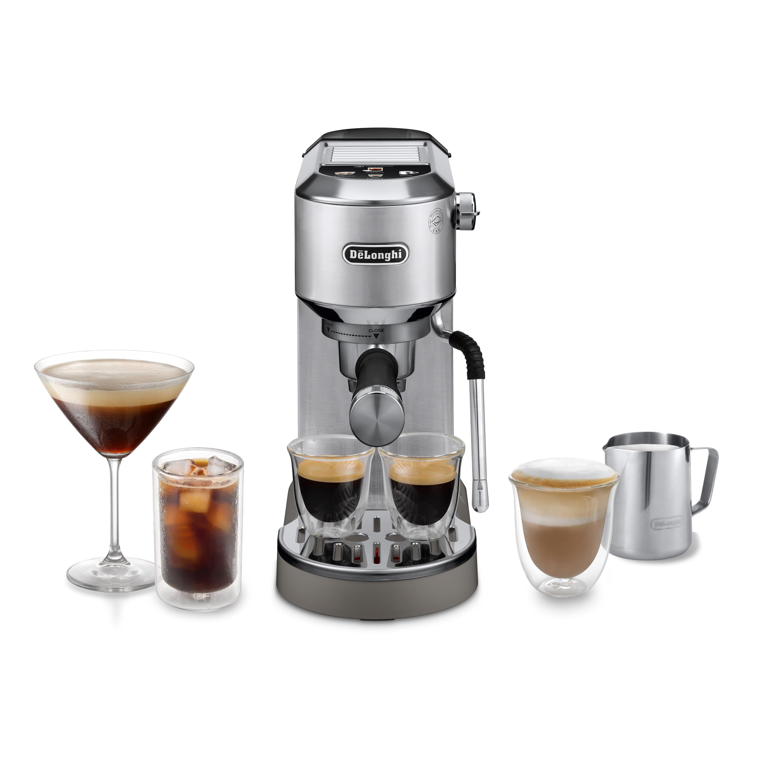 NuvoCafe Dedica Duo Barista Machine à café avec pompe, expresso et infusion à froid, Métal